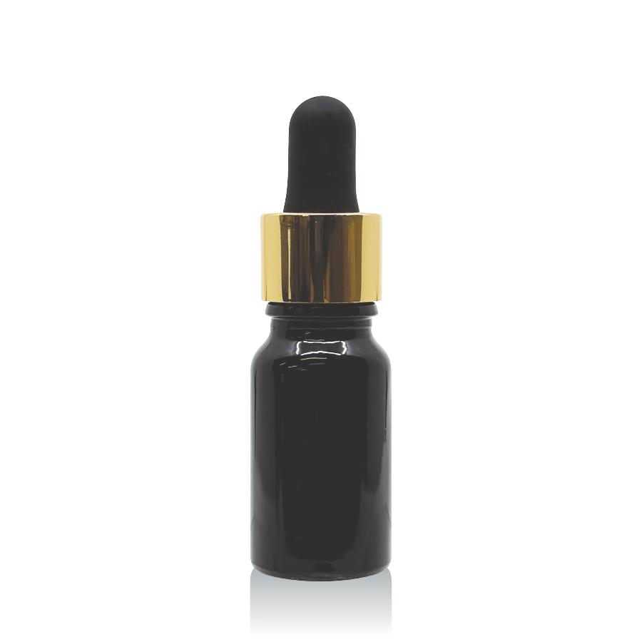 Gold Dropper Black Bottle