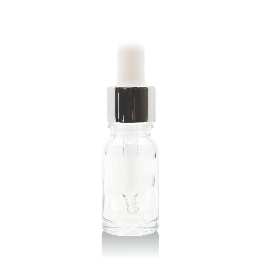 Silver Dropper Transparent Bottle